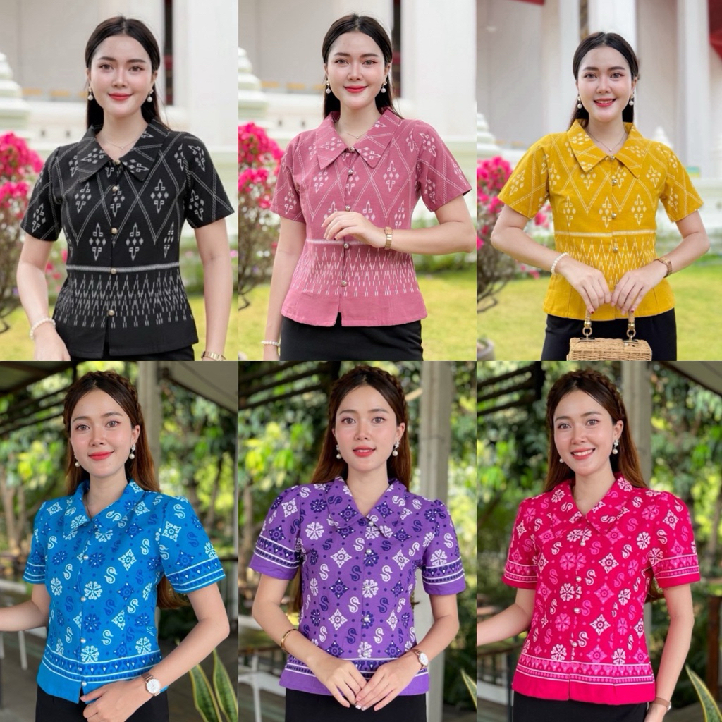 เสื้อผ้าฝ้ายคอบัวน่ารัก  พิมพ์ลายดอกรัก