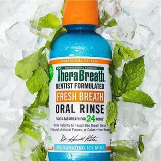 [x3 สีฟ้า] TheraBreath Fresh Breath Icy Mint | น้ำยาบ้วนปาก สูตรเย็นชื่นใจ ไม่แสบปาก 473 ml