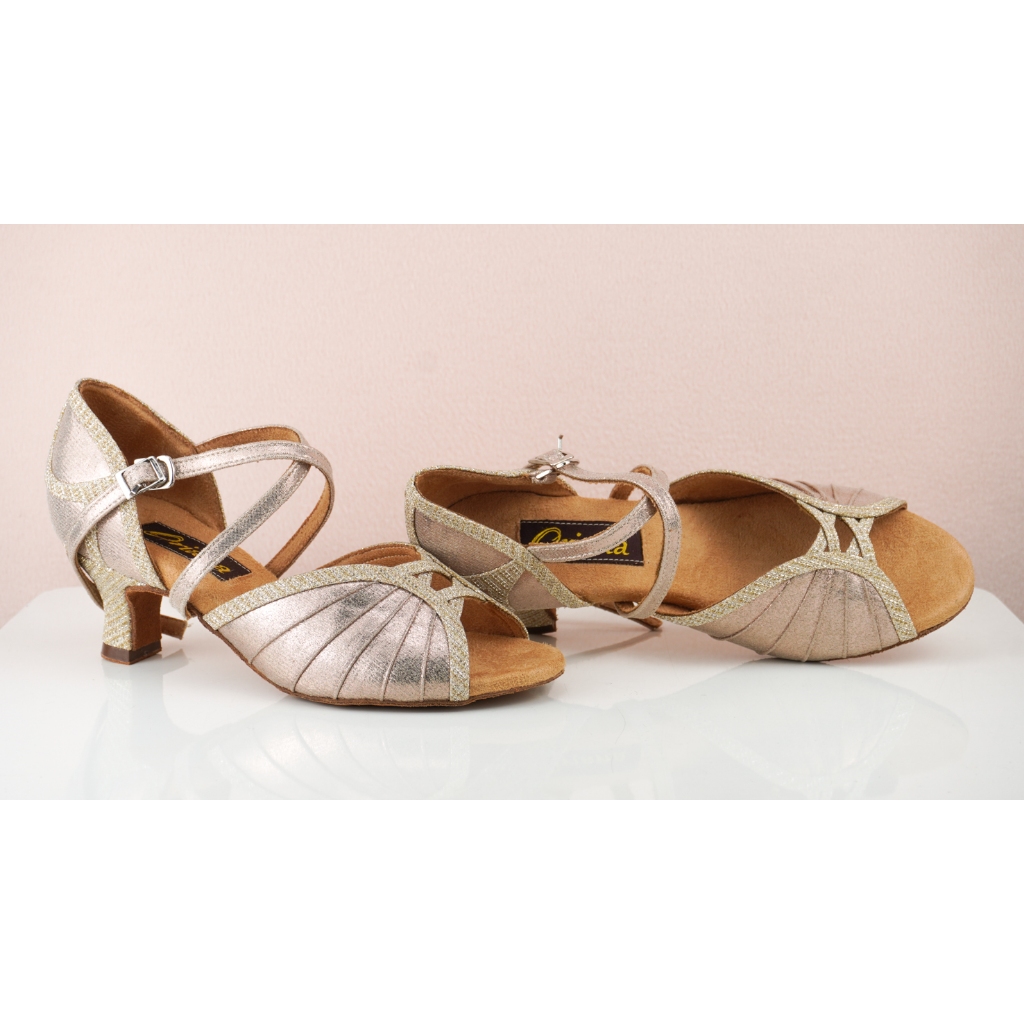 รองเท้าลีลาศ และ Salsa Dance Shoes Oriana OR-L51 สีทองแชมเปญ ส้นสูง 2 นิ้ว