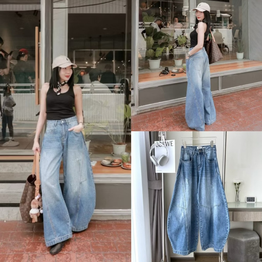 8877 Big Balloon Jeans กางเกงยีนส์ทรงบอลลูน งานป้าย fsy