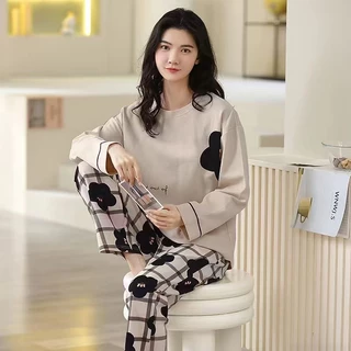 ชุดนอนผู้ใหญ่ 5XL เซ็ตแขนยาว-ขายาว ชุดนอนน่ารัก ชุดนอนลายการ์ตูน ชุดนอนมินิมอล ชุดนอนสาวอวบ (อก 24 - 48 นิ้ว)