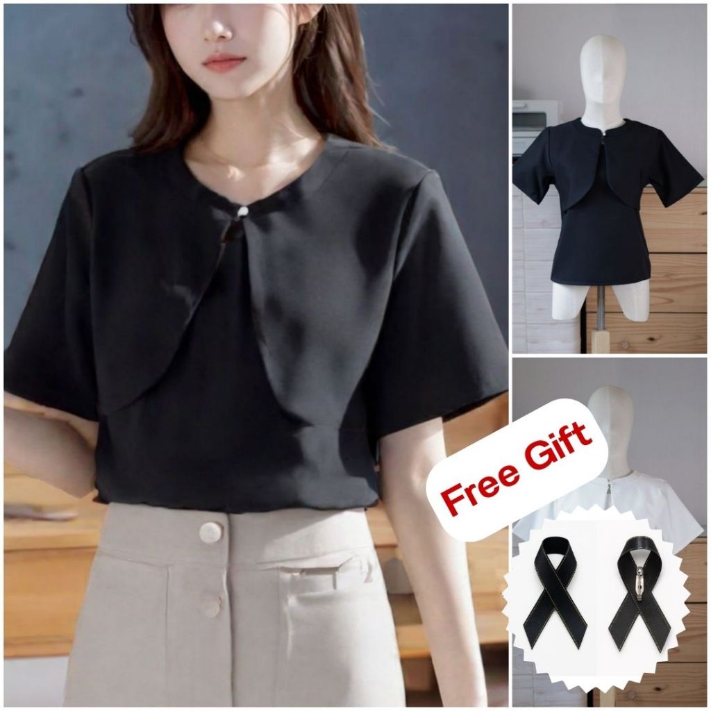 A21 เสื้อทํางานผู้หญิง พร้อมปกผ้าคลุม สไตล์มินิมอล ทรงน่ารักมาก ผ้าสวย มี Texture Easter Egg