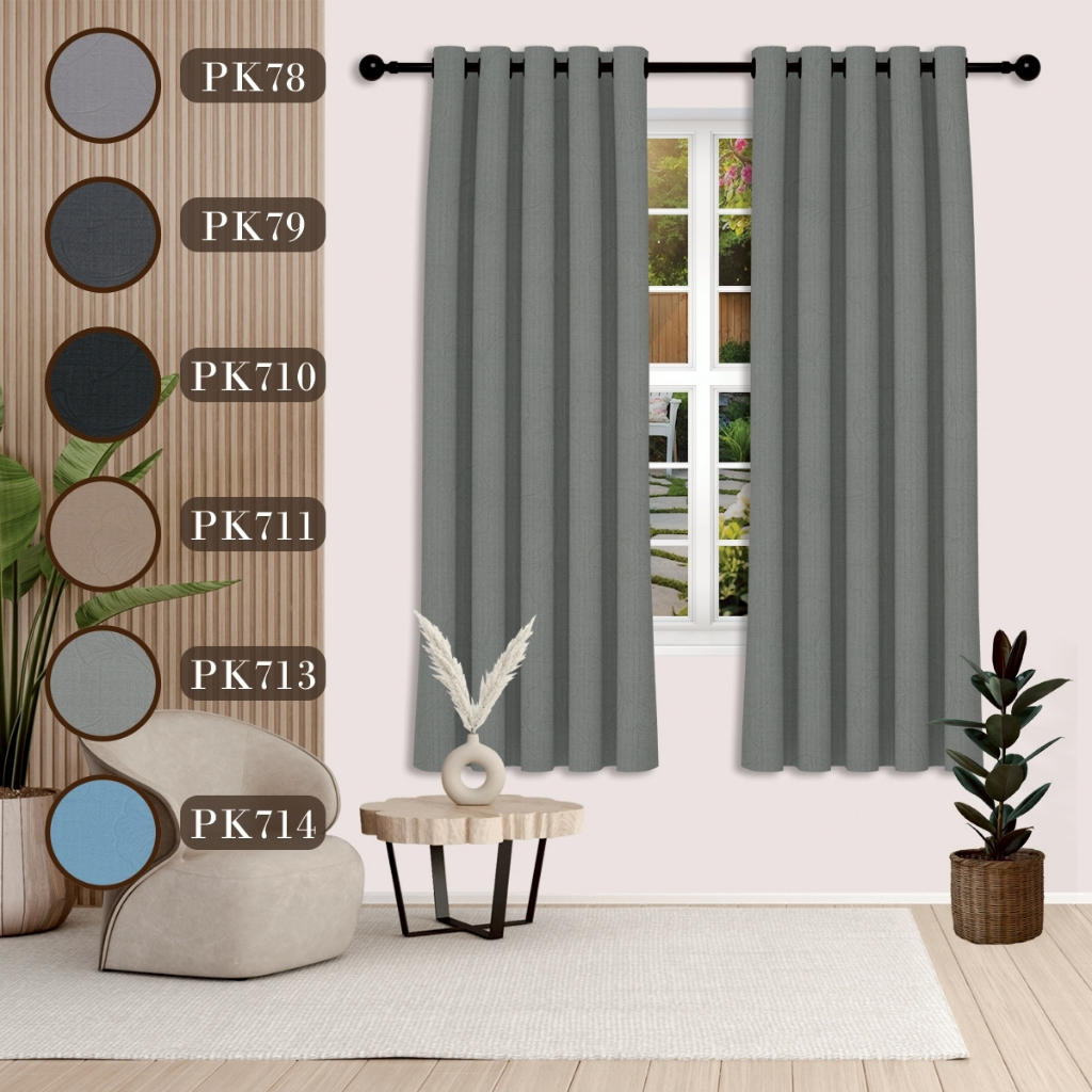 PK ผ้าม่านหน้าต่าง/ประตู(ดอกเชลล์) 5 เฉดสี กันแสง UV 85%-95% มาพร้อมสำหรับเนื้อผ้าที่หนานุ่มเป็นพิเศ