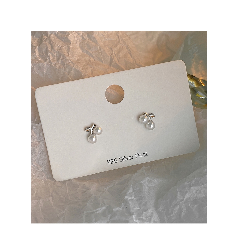 Modian แฟชั่นกลวงมันวาวโบว์ S925 ต่างหูเงินสเตอร์ลิงสำหรับผู้หญิงสวยงามขนาดเล็กต่างหูหวาน