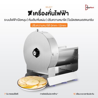 เครื่องสไลด์หั่นผักผลไม้ 1 ปุ่มใช้งาน ปรับหนา 12 ระดับ ตัดเส้นละเอียด เครื่องหั่น ถาดสแตนเลสล้างง่าย 200 กก./ชม เครื่องห