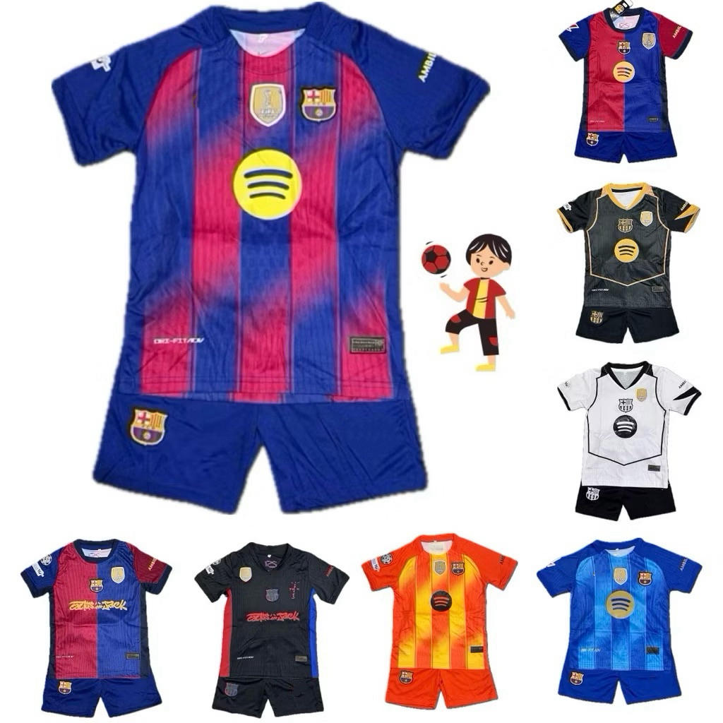 ชุดกีฬาเด็ก! 🧒🏻ทีมบาร์เซ-โลน่า ( เสื้อ + กางเกง) ผ้านิ่ม ใส่สบาย  เนื้อไม่บาง ไม่หนามาก  ไม่ระคายเคืองผิวเด็ก