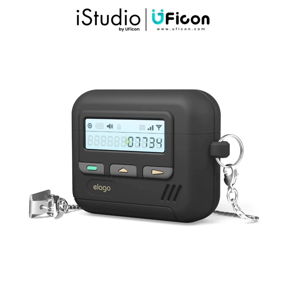 เคส - Elago AirPods 4 Pager case (Key Chain Included) - Black ; iStudio by UFicon