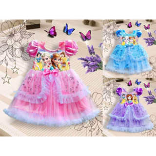 ชุดเจ้าหญิง ชุดเด็กผู้หญิง ระบายดาว 2-7 ขวบ (134)