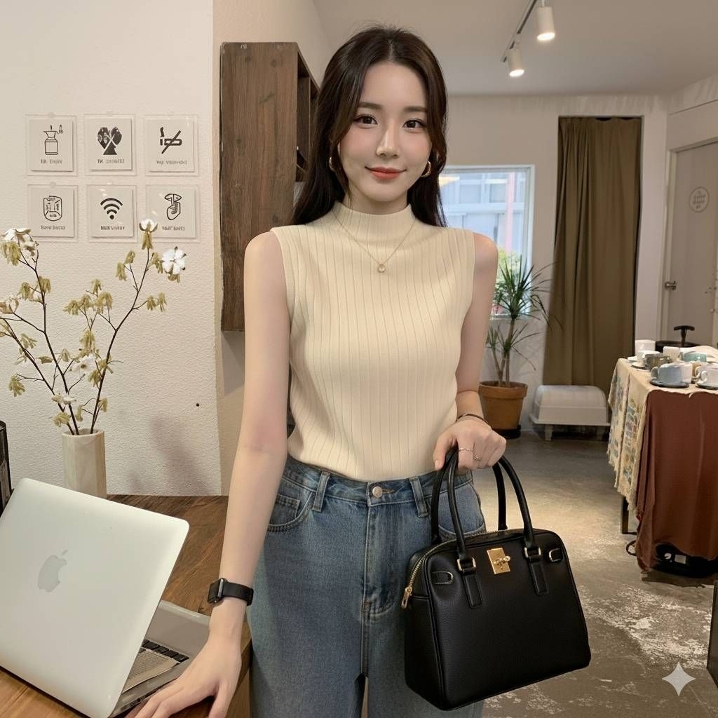 เสื้อคอปีน แขนกุด ทอร่องใหญ่ 11สี พร้อมส่ง เสื้อกล้าม คอชิด ไหมพรมนิ่ม ใส่สวยมากแม่ เสื้อดำ