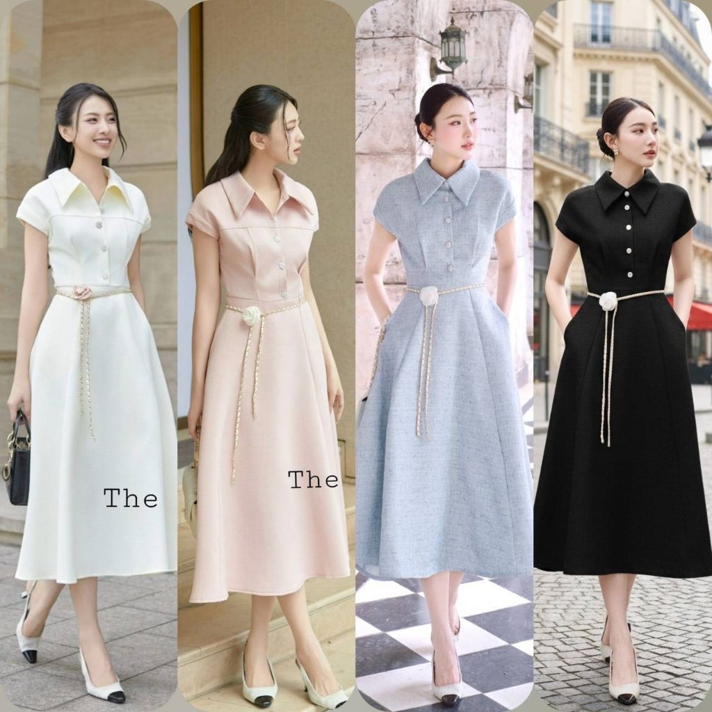 The gallery เดรสยาวคอปกออกงานเรียบหรู