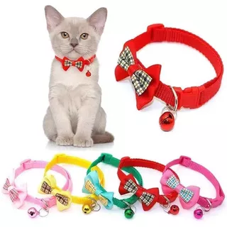 คอสวมแมวคอสวมสุนัข ผูกโบว์กระดิ่ง - สีสันน่ารัก ปรับขนาดได้ 19-32 ซม.