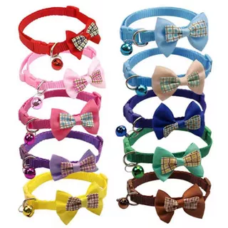 คอสวมแมวคอสวมสุนัข ผูกโบว์กระดิ่ง - สีสันน่ารัก ปรับขนาดได้ 19-32 ซม.