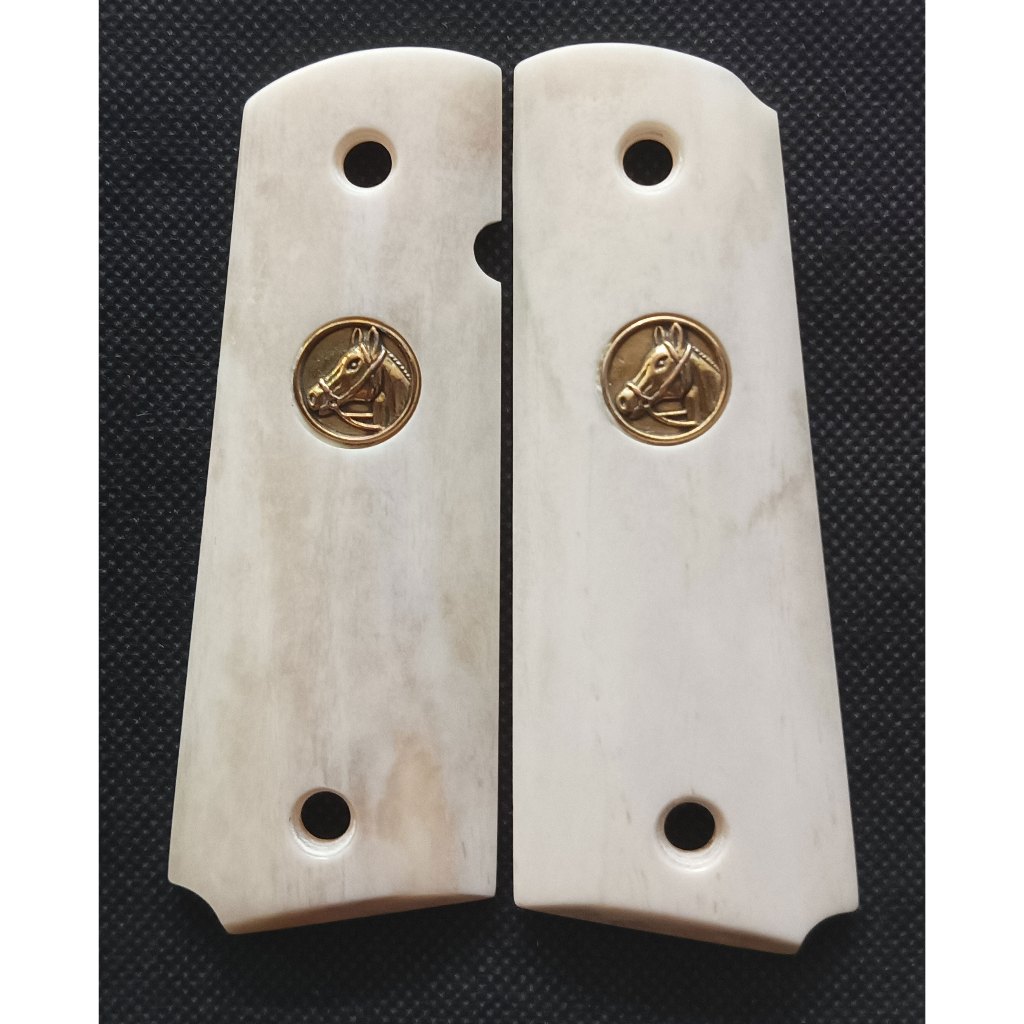 1911 grips ด้ามมีด 1911 ด้ามจับ ประกับ กระดูกควายแท้ ฝังเหรียญม้า อุปกรณ์เสริมตกแต่งสำหรับ 1911