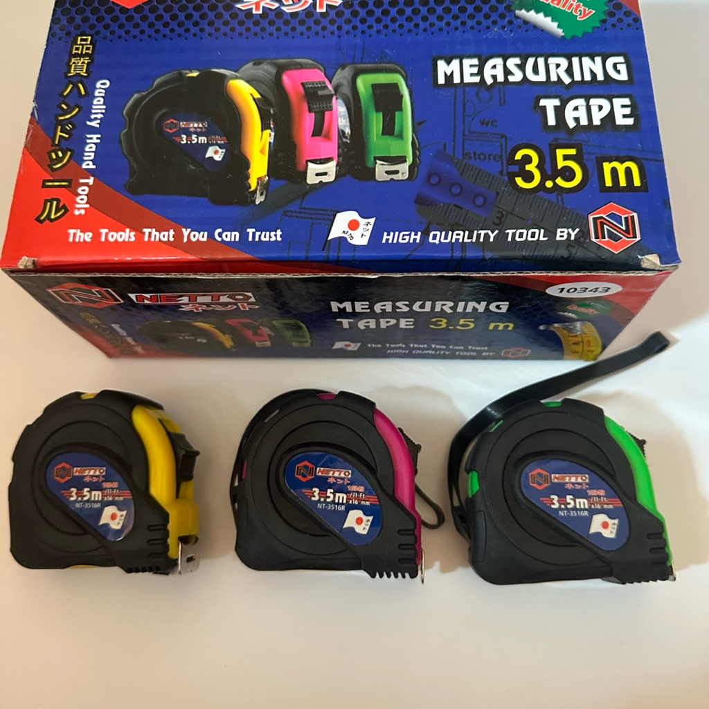 NETTO ตลับเมตร3.5และ  5 เมตร รุ่น NT-5025R ส่งคละสี ตลับเมตรเน็ตโต้ ตลับเมตรรุ่นประหยัด 3M,5M. ตลับเมตรหุ้มยาง