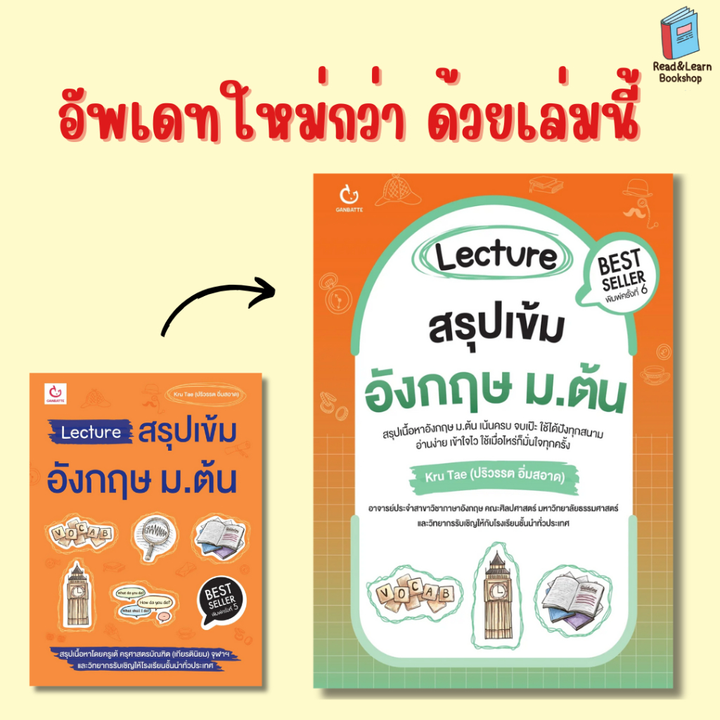 หนังสือ Lecture สรุปเข้มอังกฤษ ม.ต้น (ฉบับพิมพ์ใหม่)(Ganbatte)0499 1069