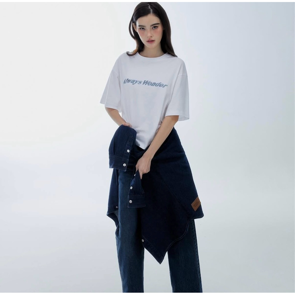 AlwaysWonder  Canvas Essential Boxy Tee Size M สีขาว #หลิงหลิง