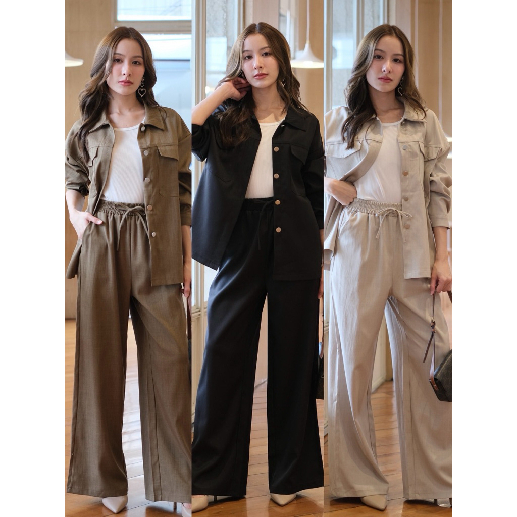 ZARA JACKET SETชุดเซ็ท3ชิ้น เสื้อคลุมแจ้กเก็ท+กล้ามตัวใน+กางเกงยาวทรงกระบอกใหญ่