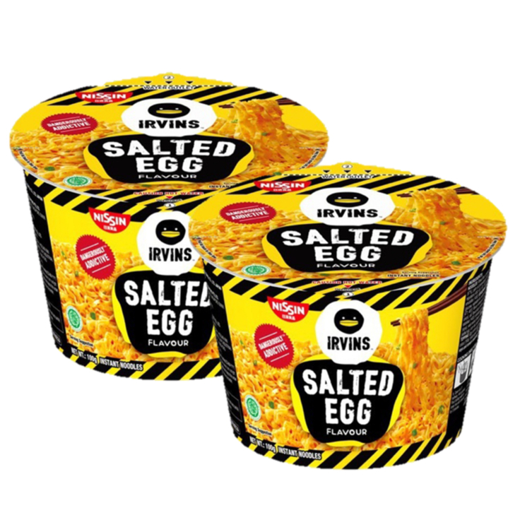 Nissin IRVINS Salted Egg Noodle CUP นิชชิน บะหมี่กึ่งสำเร็จรูป รสไข่เค็ม แบบถ้วย 100g. x 2ถ้วย