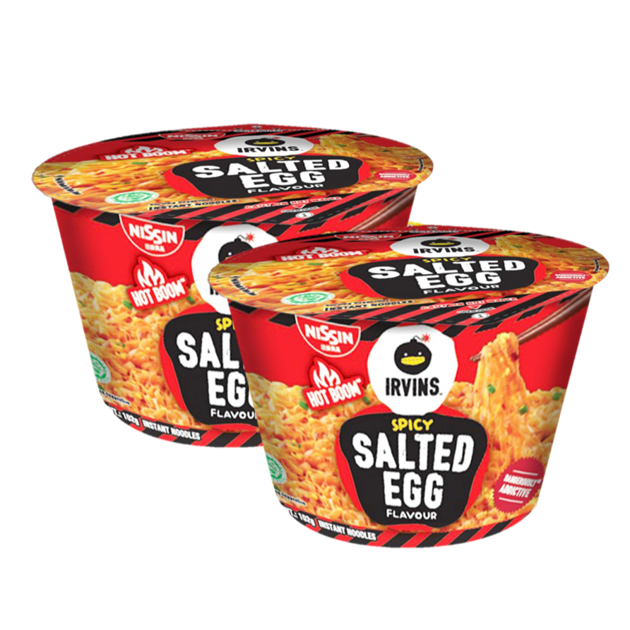 Nissin IRVINS SPICY Salted Egg Noodle CUP นิชชิน บะหมี่กึ่งสำเร็จรูป รสไข่เค็ม เผ็ด แบบถ้วย 100g. x 