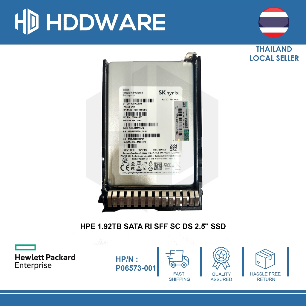HPE 1.92TB SATA RI SFF SC DS 2.5'' SSD // P06573-001 // P04954-003	// VK001920GWTHC