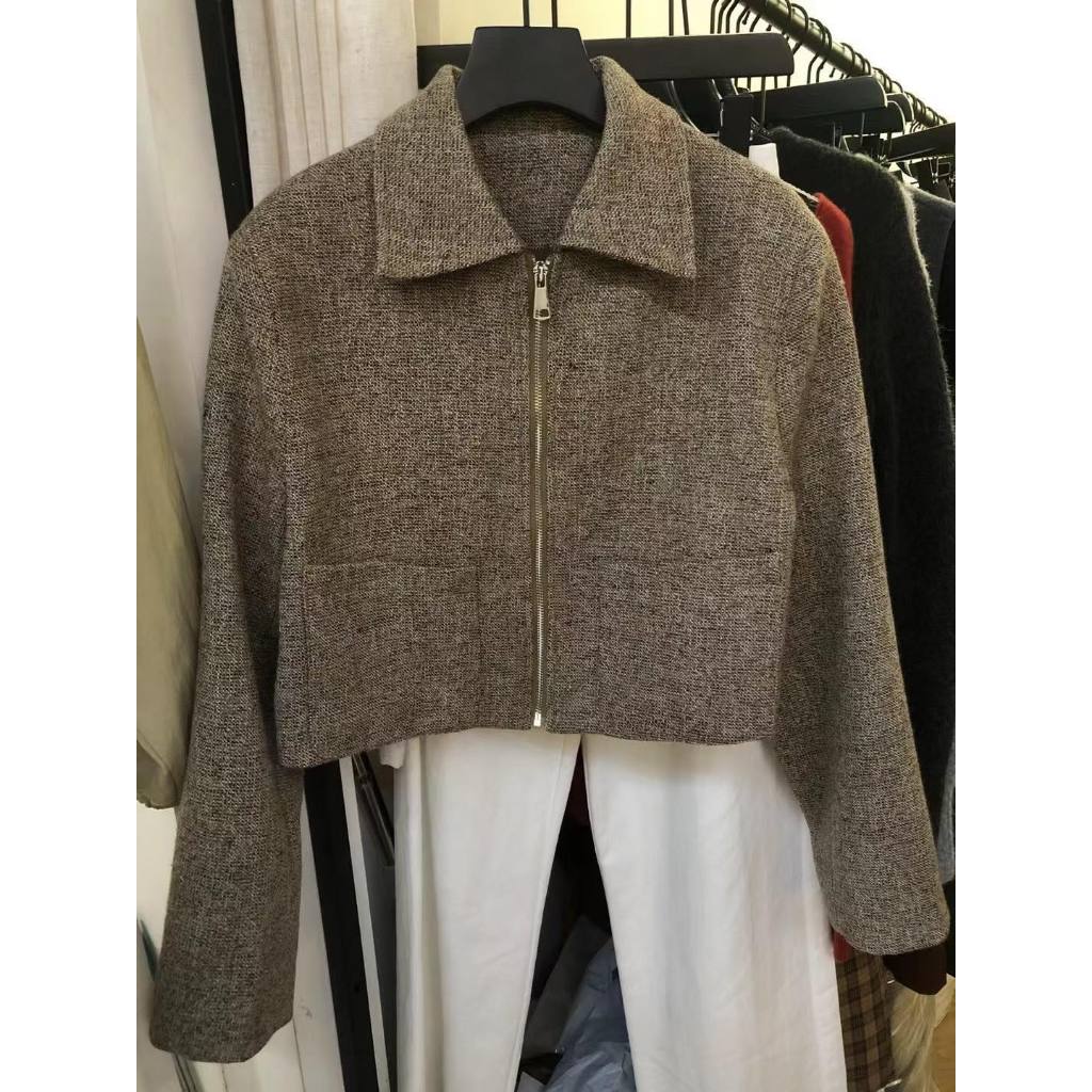 พร้อมส่ง!! A88:Jacketทวิตน้ำตาลZip