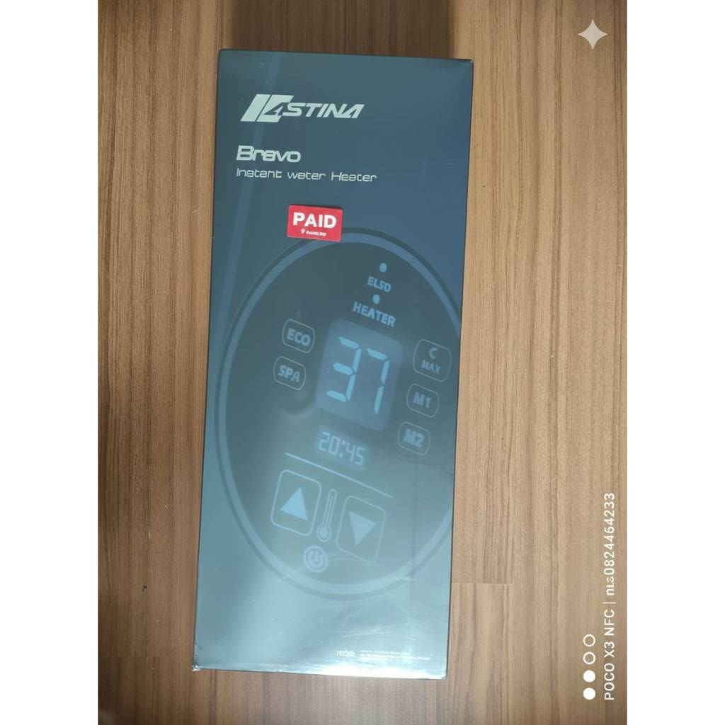 เครื่องทำน้ำอุ่น ASTINA BRAVO(X3) 4500 วัตต์ สีดำ  สินค้าใหม่ ยังเคยใช้