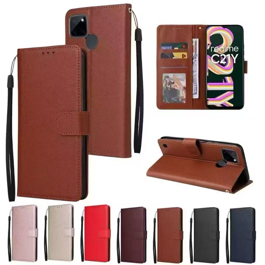 เคสฝาพับ ล็อค แถมสาย สำหรับ Oppo Realme C11 C12 C15 C17 C20 C21 C21Y C25Y C1 C3 Realme 5 5s 5i 6i 7i Realme9i 9Pro Plus