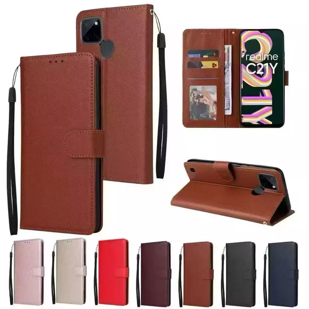 เคสฝาพับ ล็อค แถมสาย สำหรับ Oppo Realme C11 C12 C15 C17 C20 C21 C21Y C25Y C1 C3 Realme 5 5s 5i 6i 7i Realme9i 9Pro Plus
