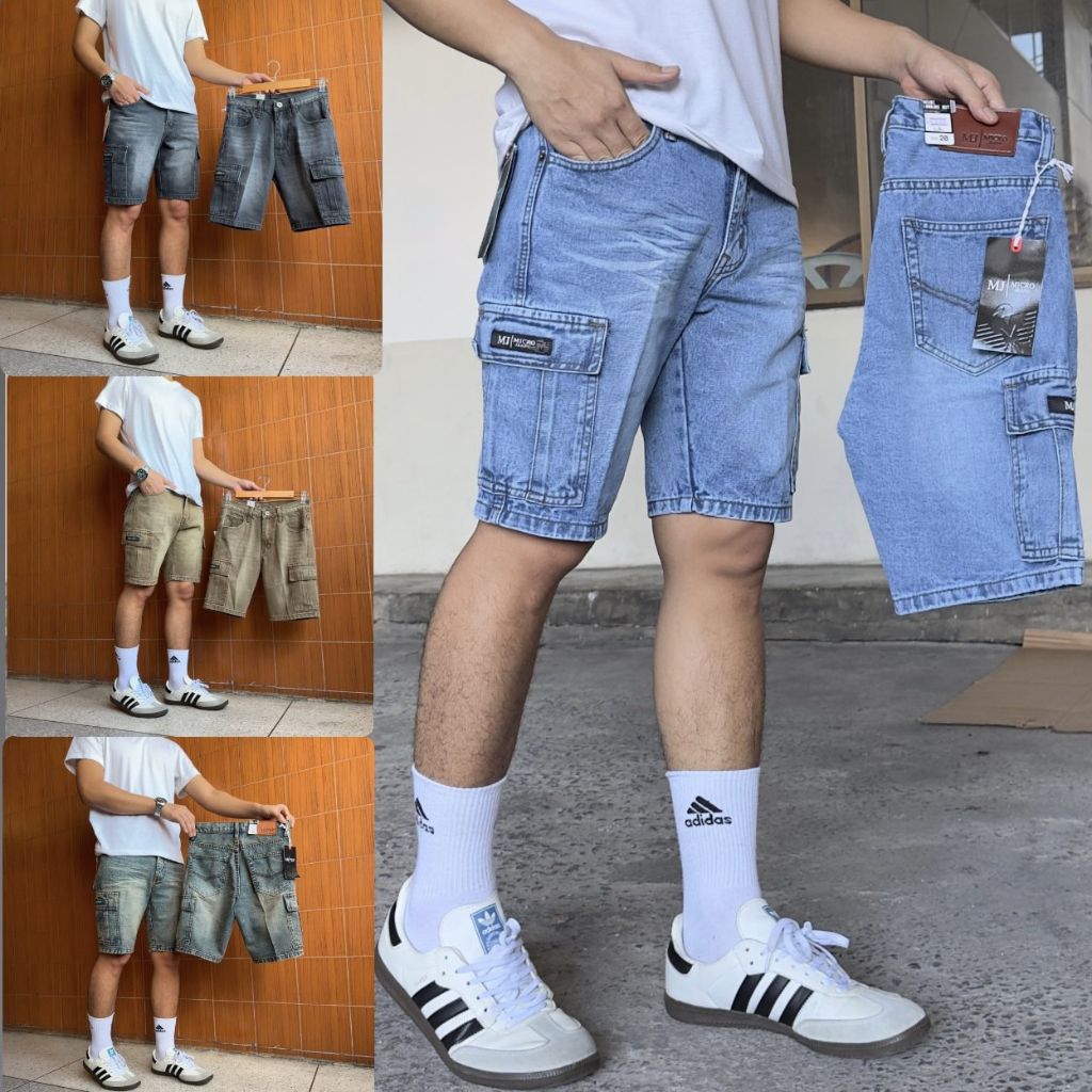 กางเกงยีนส์คาร์โก้ขาสั้นMICRO Jeans
