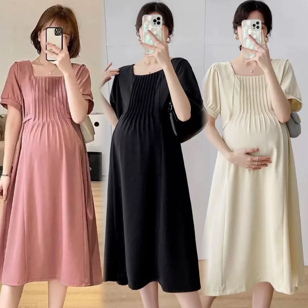 ชุดคลุมท้องใส่ทำงานผ้าทิ้งตัวใส่สบาย มีแบบให้นมได้