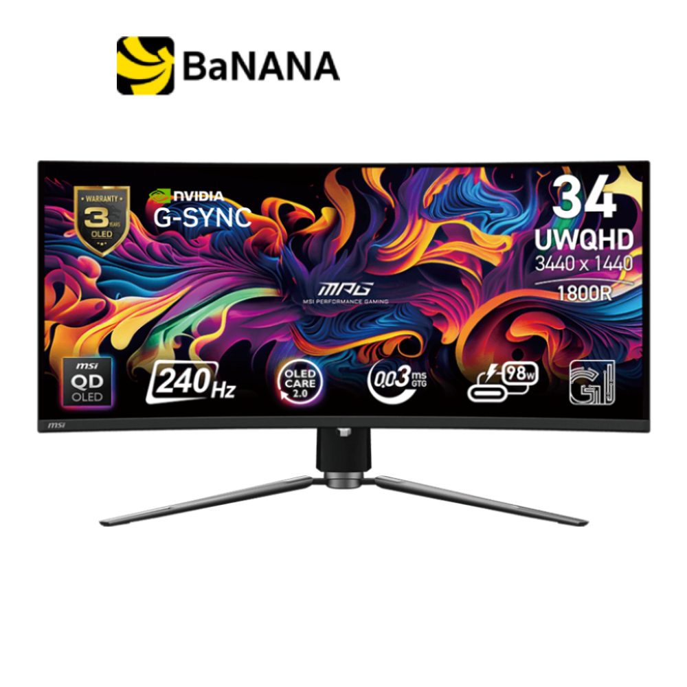 จอมอนิเตอร์ MSI MPG 341CQPX Gaming Monitor (QD-OLED 2K 240Hz G-Sync Compatible) by Banana IT