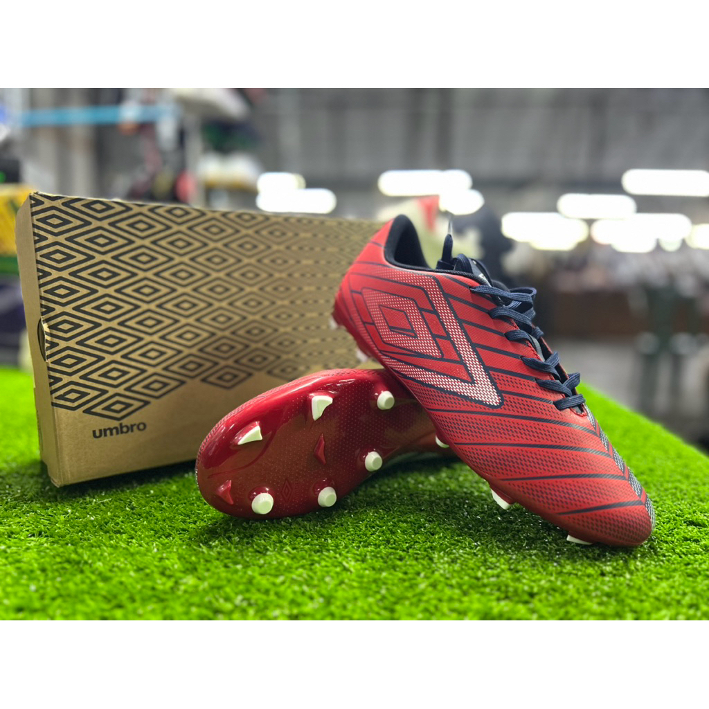 {รับประกันสินค้าของแท้100%} รองเท้าฟุตบอลสตั๊ด Umbro Velocita Elixir League FG Red/White/Blue (สีแดง