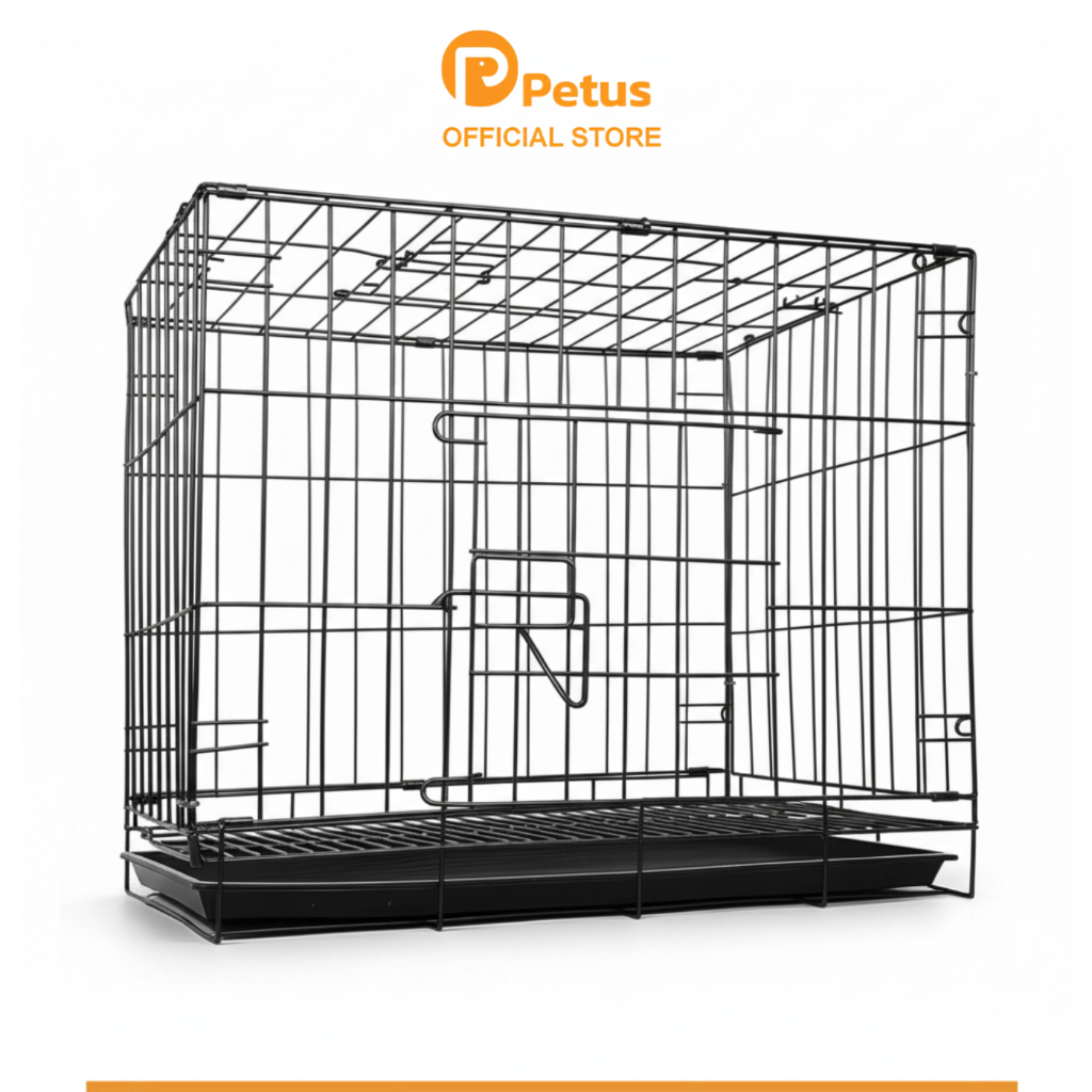 Petus กรงสัตว์เลี้ยงพับได้ กรงมีล้อเลื่อน Foldable Cage พับเก็บได้ มีถาดรอง ไม่หลุดล่อนง่าย ใส่ล้อเลื่อนได้ ใช้งานสะดวก