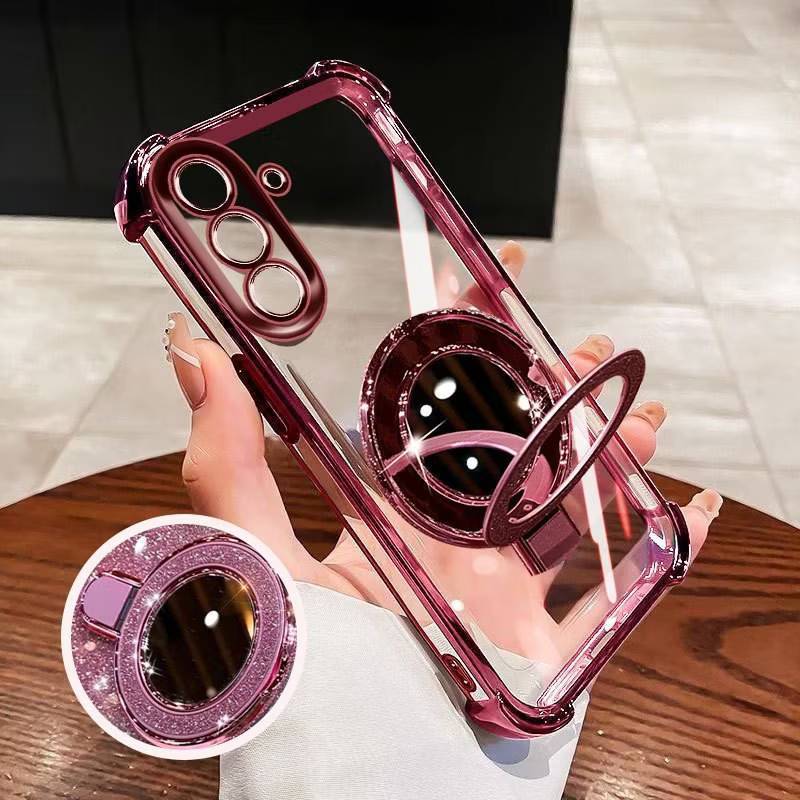 เคสกระจก สำหรับ Samsung A17 A27 A16 A57 A37 A55 A36 A56 A02S A03S S24FE S25FE A23 A13 A15 A05S A04Sเคส ตั้งได้ สุดหรู E5