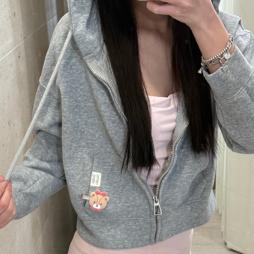 (เก็บโค้ดลดเพิ่ม15-30%) Teddy Hoodie Crop - เสื้อฮู้ด ทรงครอป