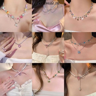 COD-ในไทย💖สร้อยคอหัวใจประดับมุกเพชรหวานสุดเท่สไตล์เกาหลีแฟชั…