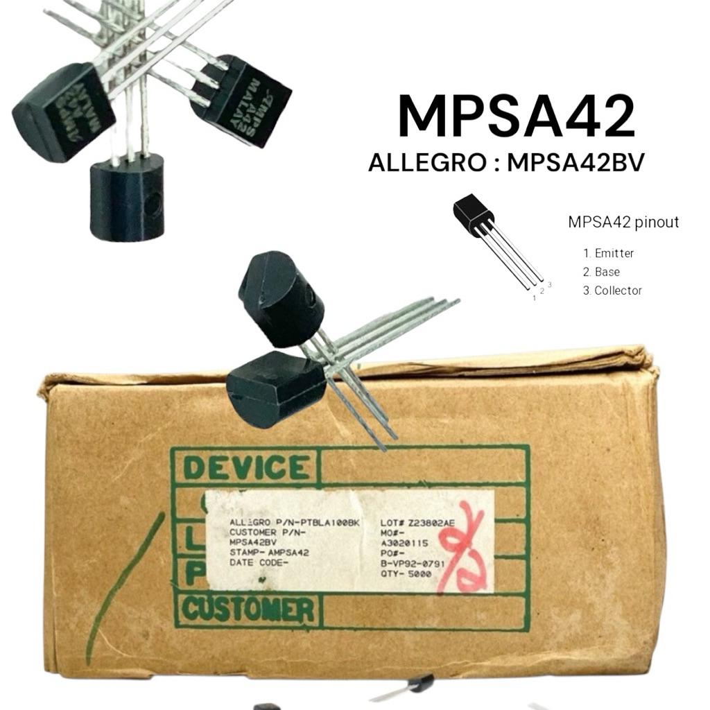 MPSA42 Transistor Bipolar (BJT) ทรานซิสเตอร์ NPN TO-92-3 (NOS) AMPSA42 ALLEGRO Microsystems