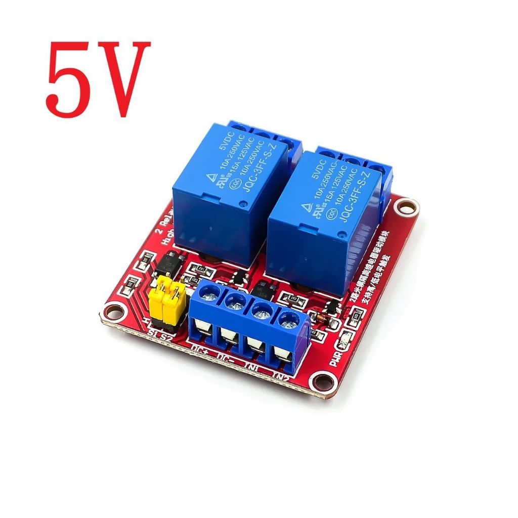 ￼Relay2ช่อง  5V / 12V / 24V ฐานแดง แบบปรับ Active High / Low ได้ (250VAC 10A) มี 2ช่อง มีของพร้อมส่งทันที กทม ส่งทุกวัน