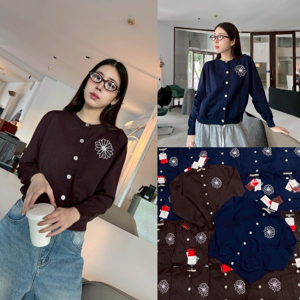 ส่งด่วน   MD flower Cardigan   เสื้อคลุมไหมพรมคาดิแกน ดีเทลปัก น่ารักสุดๆ ราคา ถูกที่สุด ดีลบีเคเค