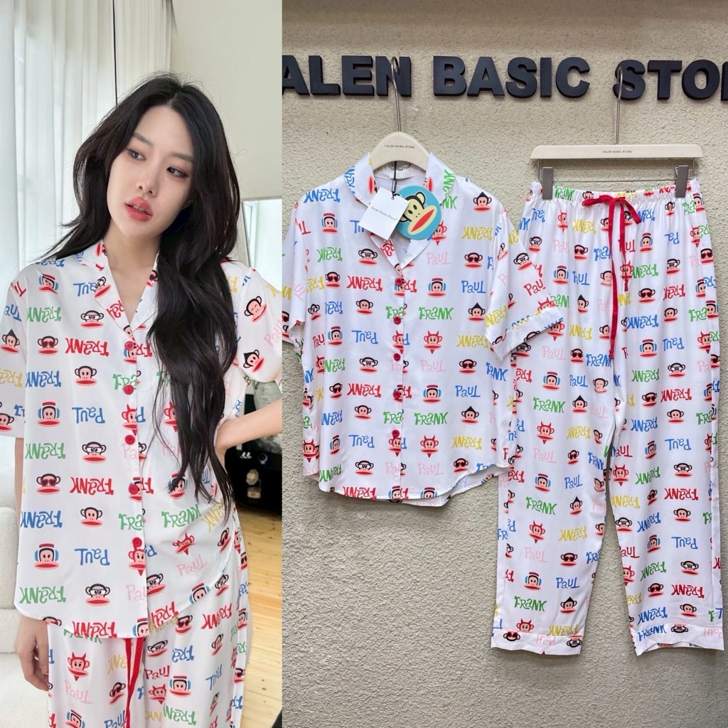 พร้อมส่ง Pajamas valen basic store ชุดนอนแขนสั้นขายาว อก42 รุ่นใหม่มีเชือก ป้ายวาเลนแท้ % ลายเข้าใหม่น่ารักมากๆ ราคา ถูกที่สุด ดีลบีเคเค แกลเลอรีภาพที่ 6