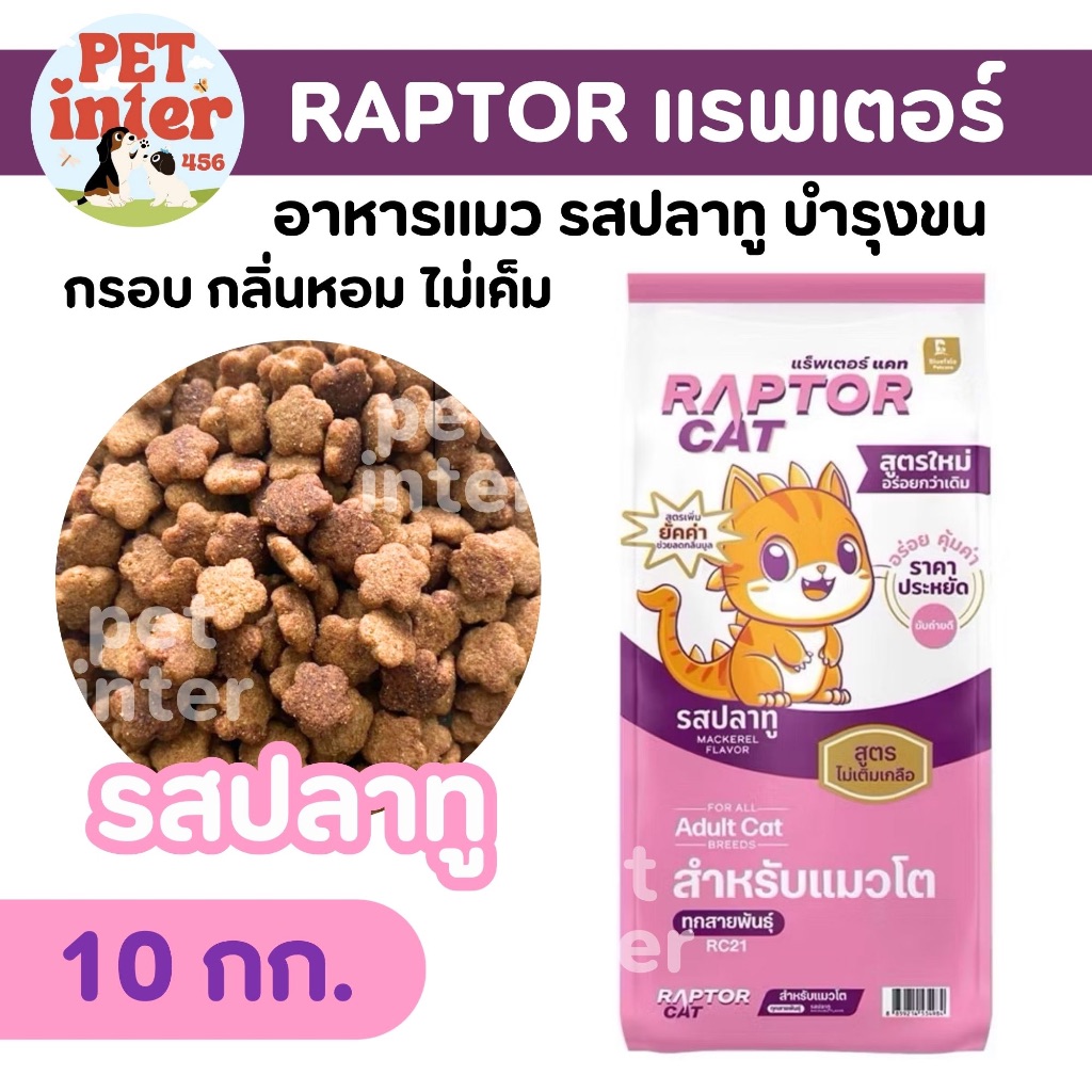สุดคุ้ม << RAPTOR CAT >> อาหารแมวโต 10 กก. โปรตีนสูง 26% รสปลาทู คุ้มค่า ไม่ใส่วัตถุกันเสีย