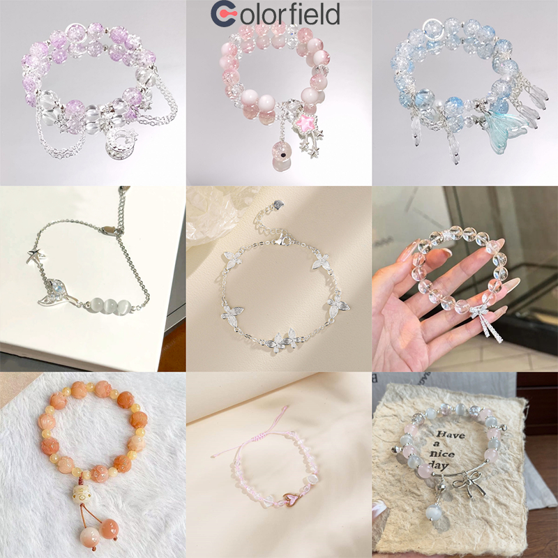 Colorfield สร้อยข้อมือโคลเวอร์สี่แฉก เหล็กไทเทเนียม สร้อยข้อมือ คุณภาพสูง เกาหลี แฟชั่น สําหรับผู้หญิ เครื่องประดับ-COD