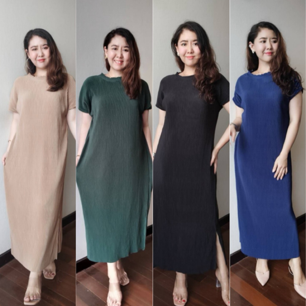 ชุดพลีทไหล่ล้ำยาวเดรสยาวสีพื้นb267 Maxidress แฟชั่นสาวอวบ เดรสยาว ชุดพลีททรงไหล่ล้ำ ชุดเดรสยาวสีพื้น เดรสยืดFreesize