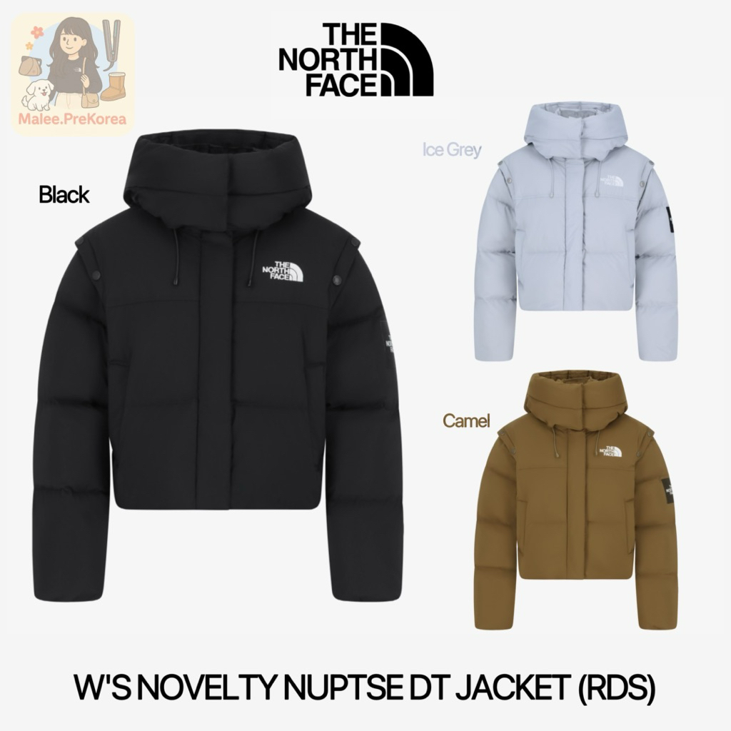 （พร้อมส่งสีดำ/เทา S)The Northface W'S NOVELTY NUPTSE DT JACKET เสื้อกันหนาวขนเป็ดขนห่านถอดแขนได้ เสื้อกันหิมะ ของแท้