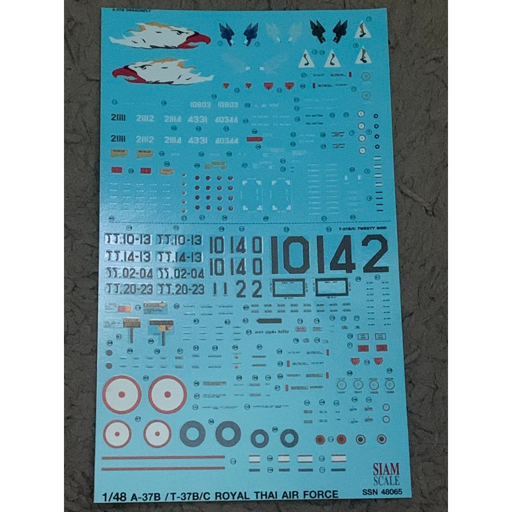 1/72 รูปลอก A 37B สำหรับทำโมเดลเป็นตัวประจำการใน ทอ. ไทย Decal for built A 37B as service in RTAF