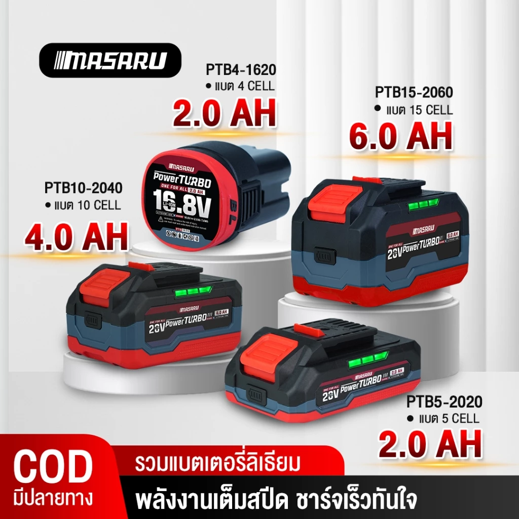 MASARU อุปกรณ์อะไหล่สินค้า แบตเตอรี่เสริม Power turbo และ Multi Power แบตเตอรี่ลิเธียม