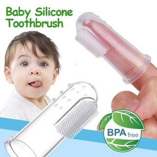 แปรงสีฟันซิลิโคนเด็ก แปรงสีฟันเด็กอ่อน แบบสวมนิ้ว พร้อมกล่อง…