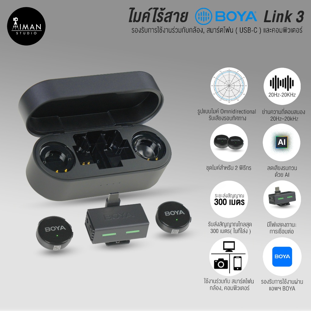ไมค์ไร้สาย Boya Link 3