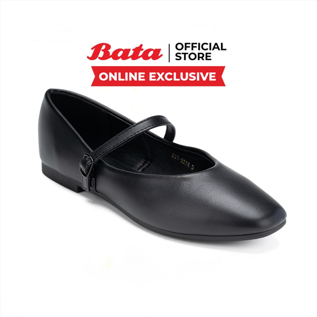 Online Exclusive Bata บาจา รองเท้าส้นแบน แบบสวม สำหรับผู้หญิง สีดำ 5316274 สีขาว 5311274 สีแดงไวน์ 5315274