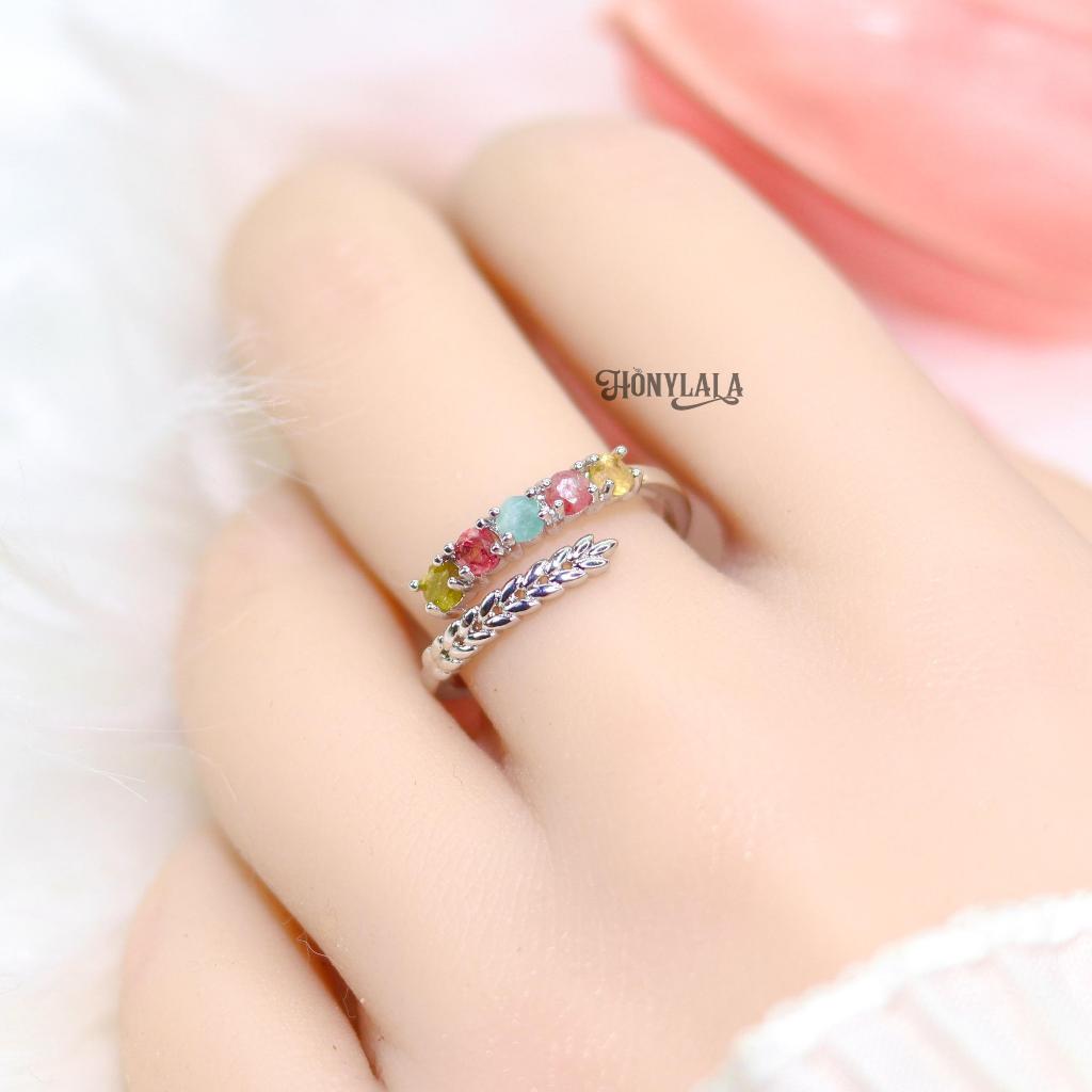 TM42  พลอยธรรมชาติแท้ ทัวร์มาลีน I แหวน ปรับขนาดได้ | ซื้อ 1 แถม 2 แถมกล่องหนัง แถมเครื่องประดับ 1 ชิ้น